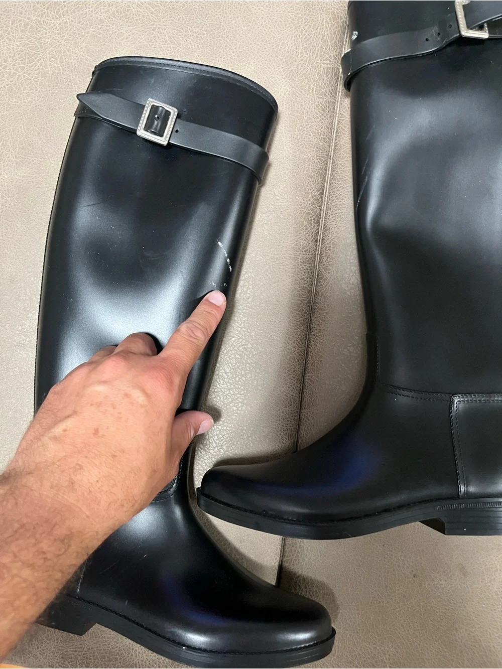 Black Women's Tall Rain Boots us size is like 6